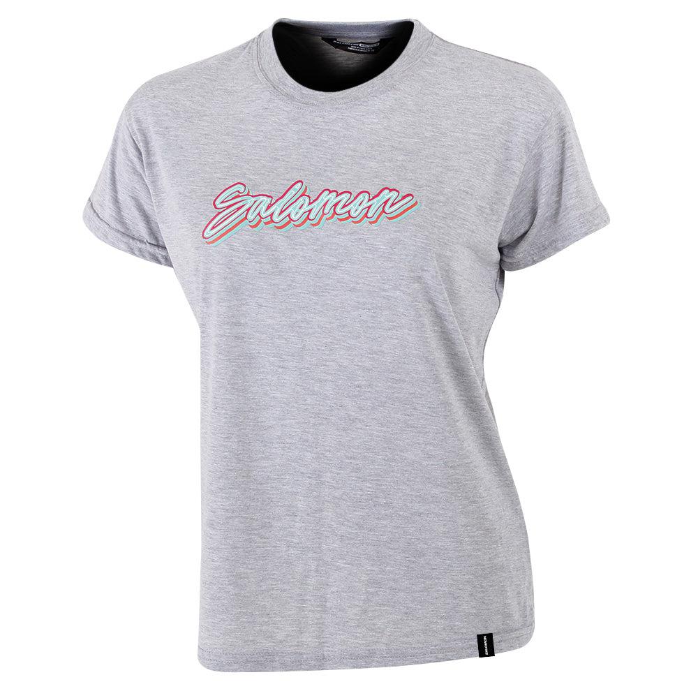 Salomon Women's Regular Fit 'Time Will Tell' Logo Grey T-Shirt