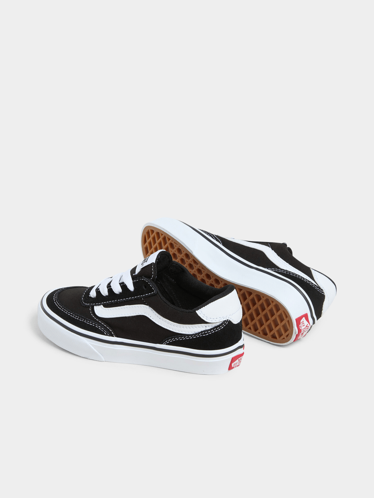 Vans Junior Grade-School Brooklyn Black White Canvas Low-Top Sneakers