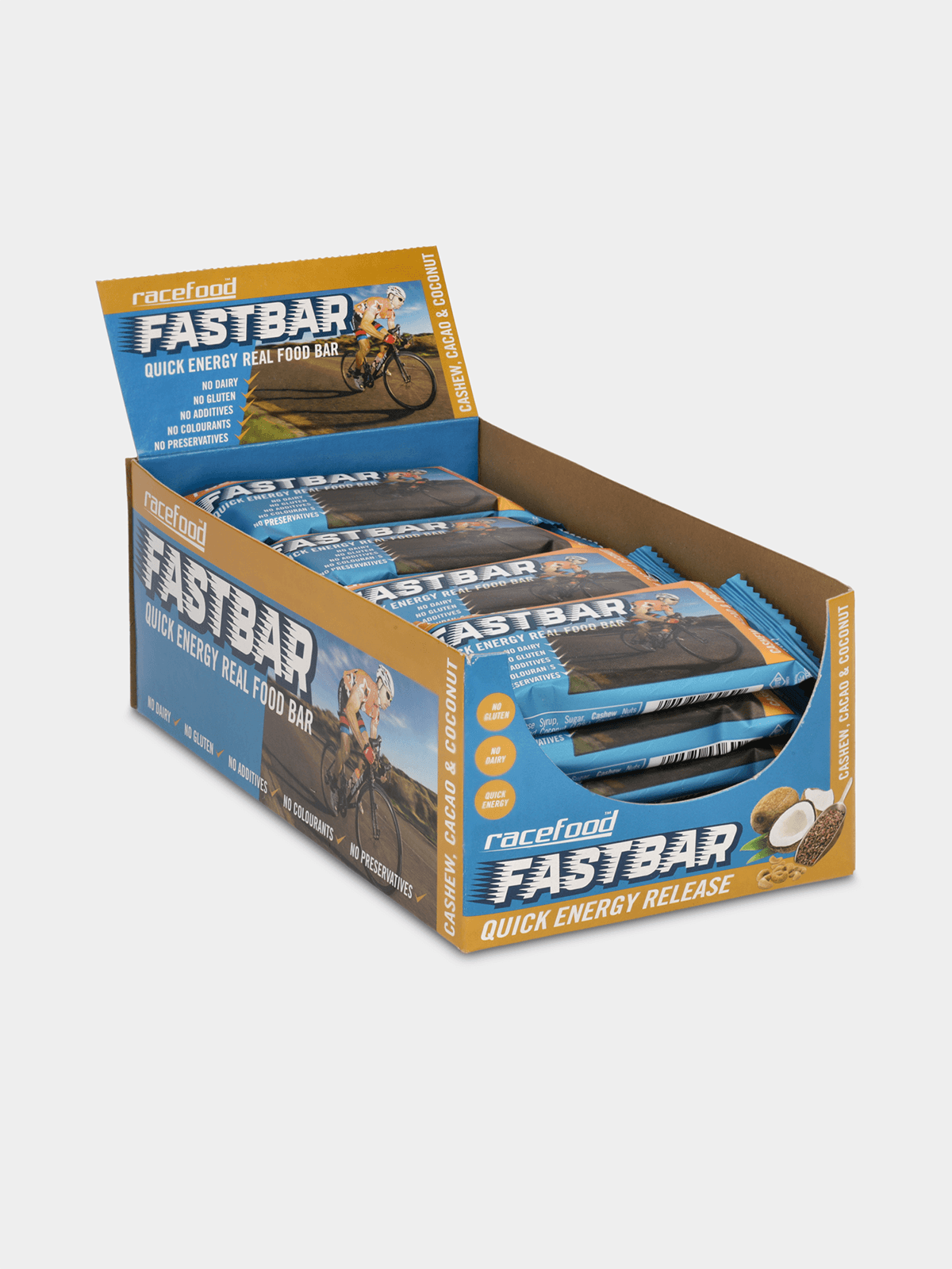 Racefood Fastbar: Delicious Coconut Cacao Cashew Energy Bar, 22g, Natural Fuel