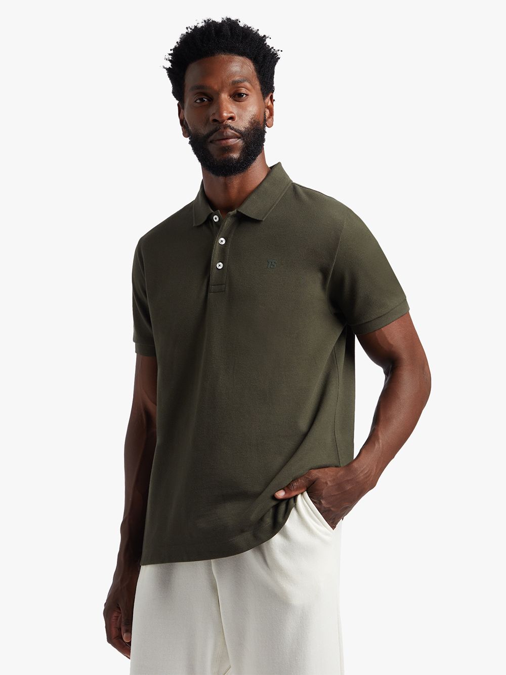 Men's TS Everyday Pique Olive Green Golfer Polo Shirt for Casual Wear