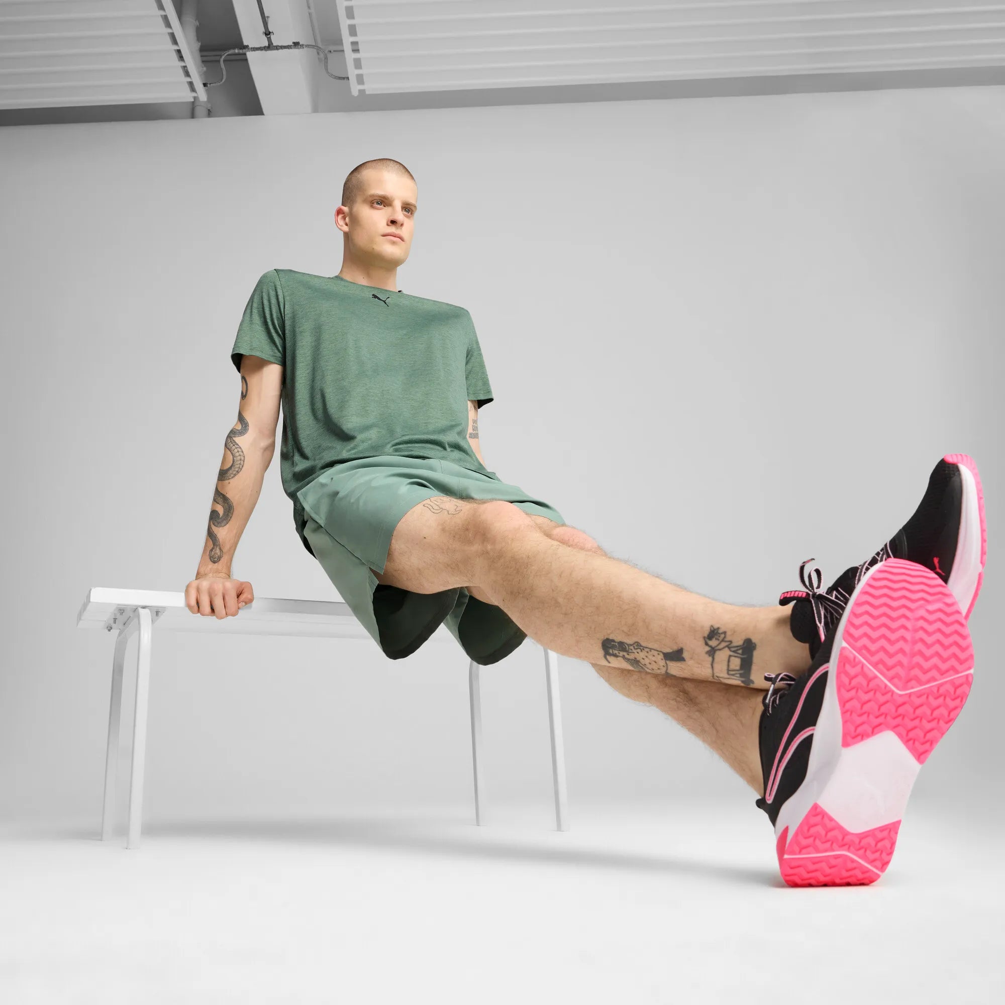 Puma Essentials Heather Cat Tee Green Moon Heather