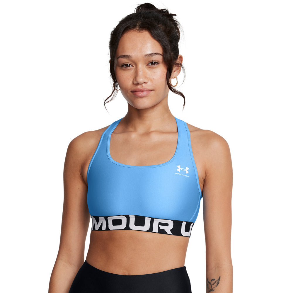 Under Armour Heatgear® Authentics Mid Branded Sports Bra Blue